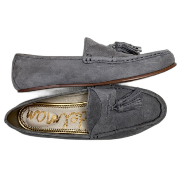 SAM EDELMAN Therese Penny Loafers Suede Nubuck Tassel Slip-On Womens 7.5 Gray - Picture 2 of 7